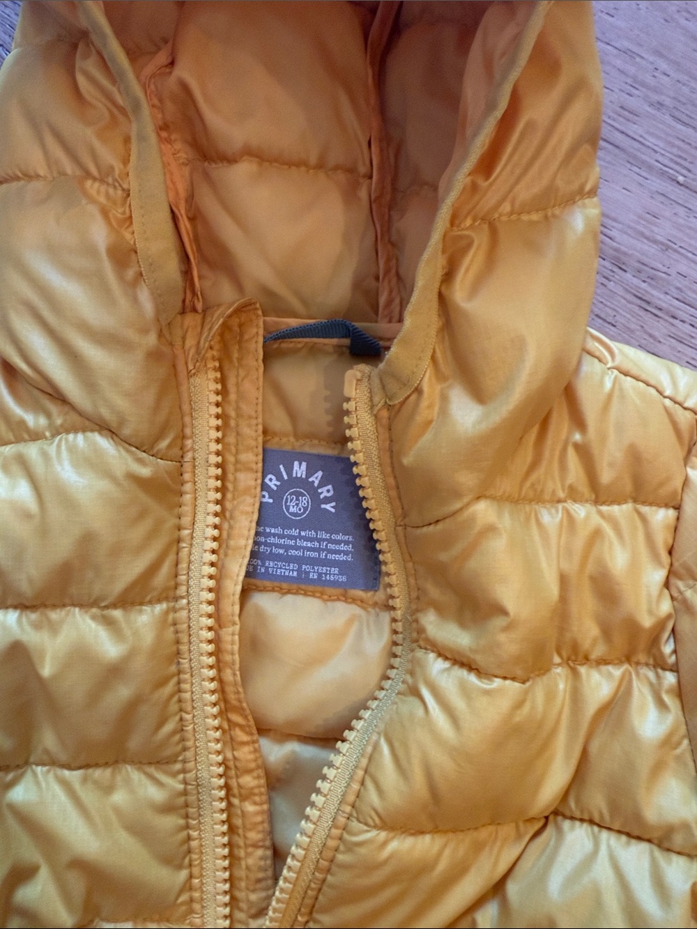 Primary Yellow Hooded Puffer Jacket - Picture 2 of 5